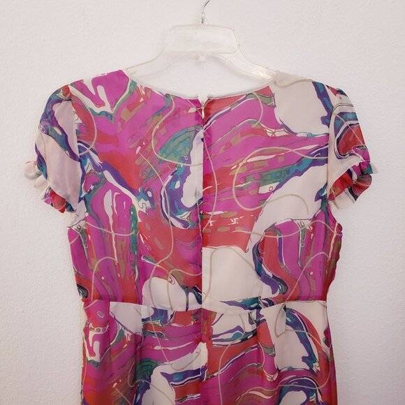 ECI  Beaded and Embroidered Colorful Cocktail Short Sleeve Dress Size 14 EUC - Picture 7 of 10